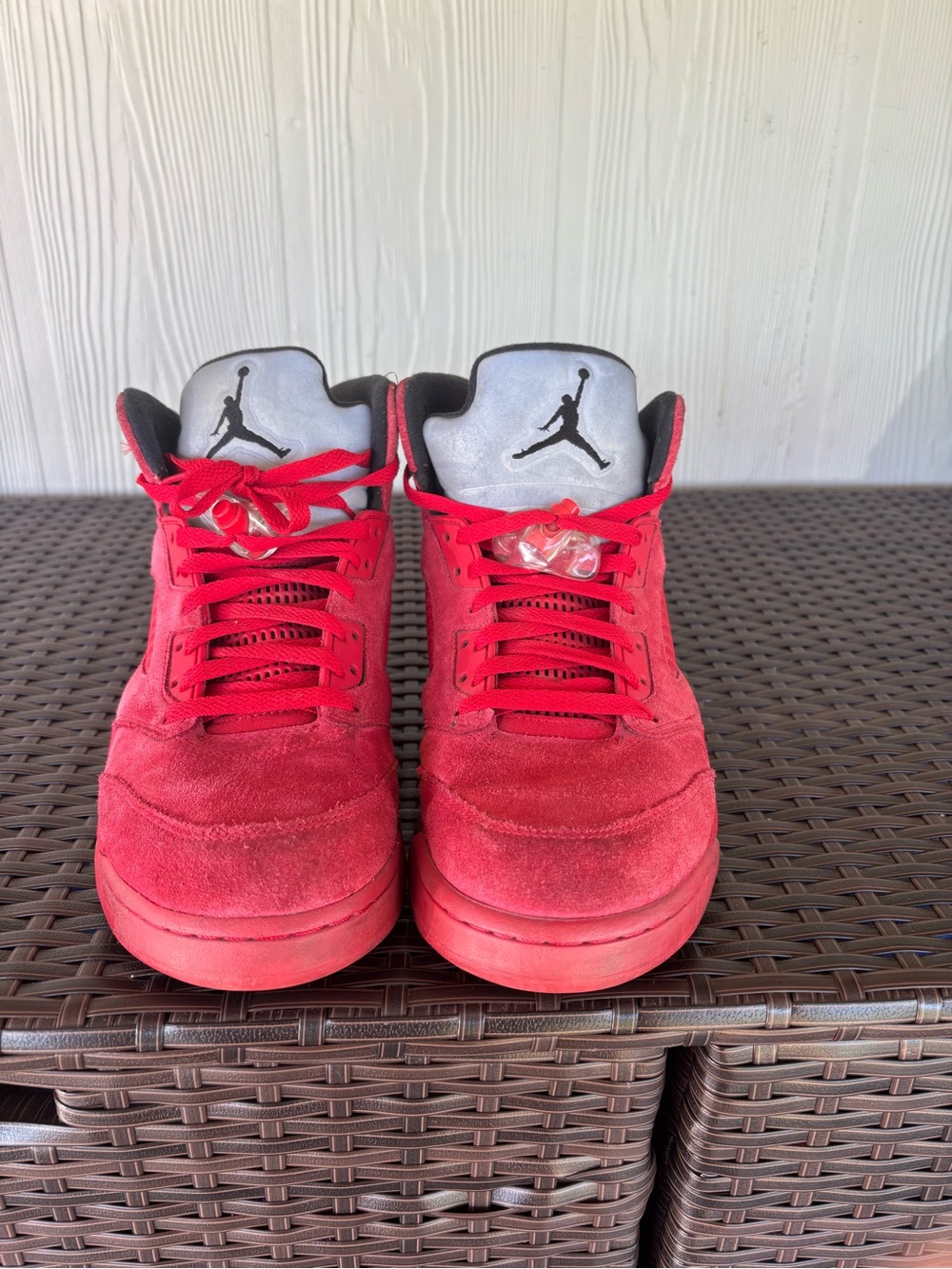 Jordan Red Suede High-Top Sneakers
